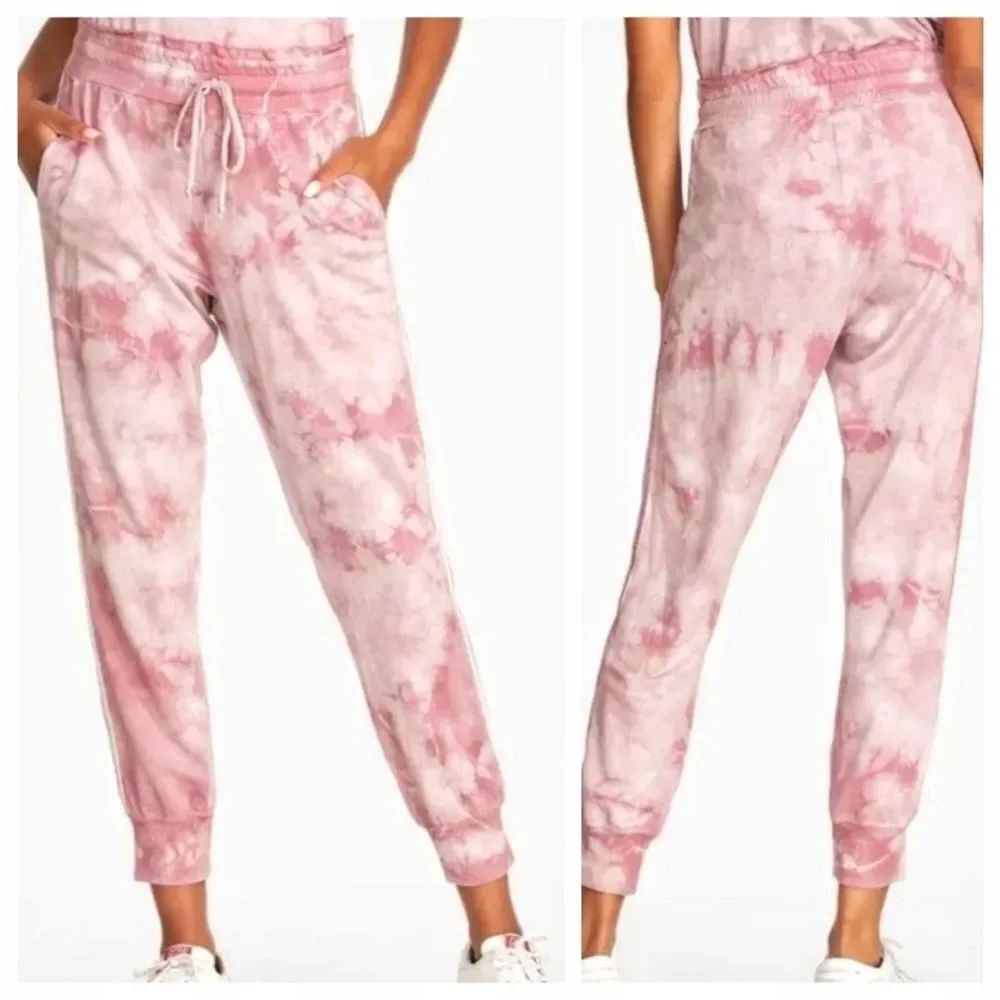 JOHNNY WAS | CALMÉ Mauve Pink Raw Edge Waist Tie-Dye Jogger Pants Women’s Size S